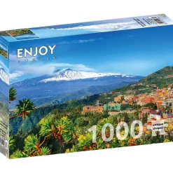 Puzzle 1000 pièces : Volcan Etna et Taormina, Sicile - EnjoyPuzzle
