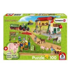 Puzzle 100 pièces avec figurine : Ferme et magasin de la ferme - Schmidt