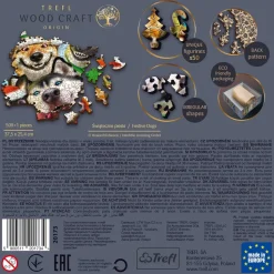 Puzzle 500+1 pièces en bois : Chiens en fête - Trefl