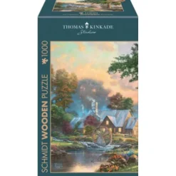 Puzzle 1000 pièces en bois : Le vieux moulin à eau - Thomas Kinkade - Schmidt