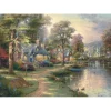 Puzzle 1000 pièces en bois : Le village au bord du lac - Thomas Kinkade - Schmidt