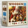 Puzzle 150 pièces en bois : Père Noël et Lapin - Wooden City