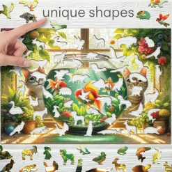 Puzzle 250 pièces/25 formes : chats et poissons - Wooden City