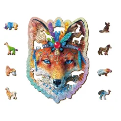 Puzzle 150 pièces/20 formes en bois : renard mystique - Wooden City
