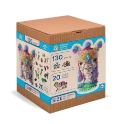 Puzzle 130 pièces/20 formes en bois : alpaga mystique - Wooden City