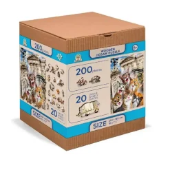 Puzzle 200 pièces/20 formes en bois : Chatons à Londres - Wooden City
