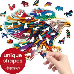 Puzzle 250 pièces/25 formes en bois : Aigle coloré - Wooden City