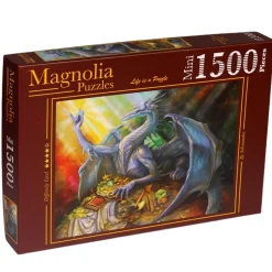 Puzzle 1500 pièces mini : Dragon Bleu et Trésor - Magnolia
