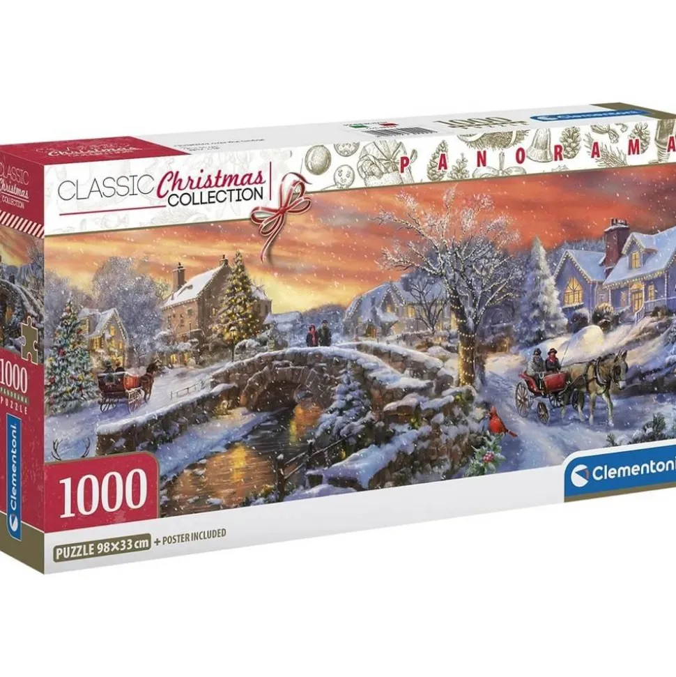 Puzzle 1000 pièces panoramique : Noël sur le pont - Clementoni