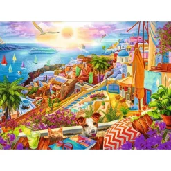 Puzzle 1000 pièces Premium Plus : Visite de Santorini - Trefl