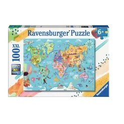 Puzzle 100 pièces XXL : La carte du monde - Ravensburger