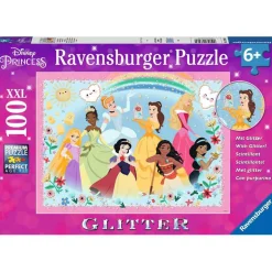 Puzzle 100 pièces XXL : Collection Paillettes : Princesses Disney : Fortes, belles et courageuses - Ravensburger