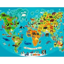 Puzzle 150 pièces XXL : La carte du monde des animaux - Ravensburger