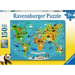 Puzzle 150 pièces XXL : La carte du monde des animaux - Ravensburger