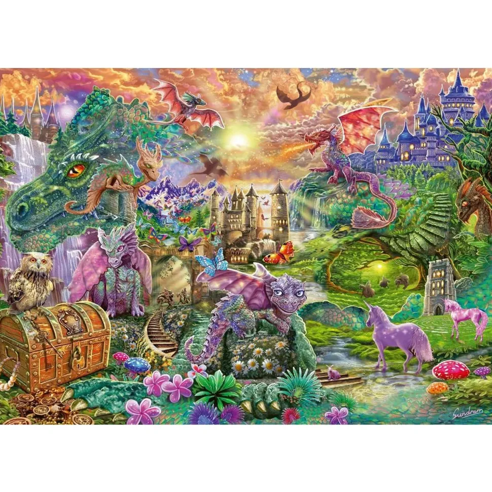 PUZZLE 1000 PIECES : AU PAYS ENCHANTE DES DRAGONS - Schmidt