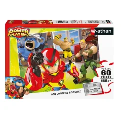 PUZZLE 60 PIECES POWER PLAYERS : PRETS POUR L'ACTION - Nathan