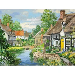 Puzzle 2 x 500 pièces : Cottages au bord de la rivière - Falcon de luxe
