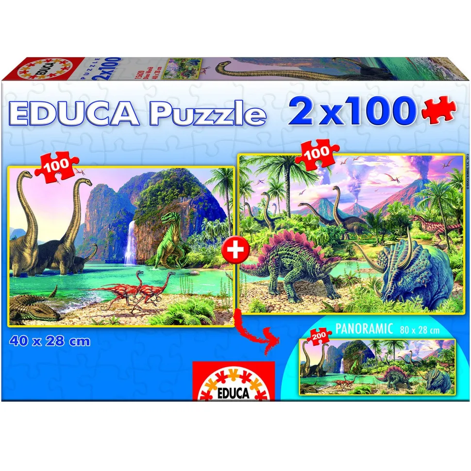 Puzzle 2 x 100 pièces : Dino World - Educa