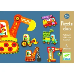 Puzzle 6 x 2 pièces : Duo : Articulo véhicule - Djeco