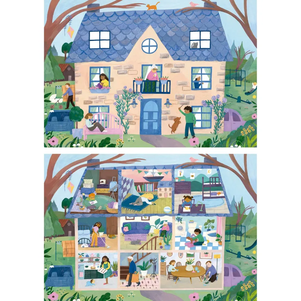 Puzzle 2 x 100 pièces : Interieur de Maison - Educa