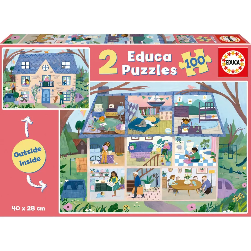 Puzzle 2 x 100 pièces : Interieur de Maison - Educa