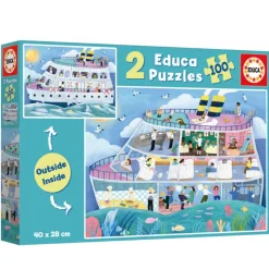 Puzzle 2 x 100 pièces : Interieur de Bateau - Educa