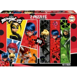 Puzzle 2 x 100 pièces : Ladybug - Educa