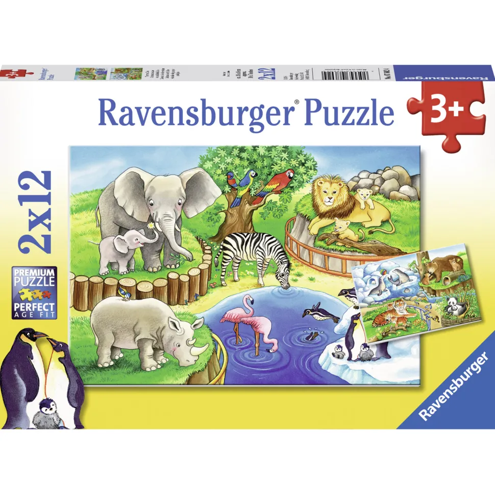 Puzzle 2 x 12 pièces : Les animaux du zoo - Ravensburger