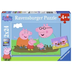 Puzzle 2 x 24 pièces : Peppa Pig : La vie de famille - Ravensburger