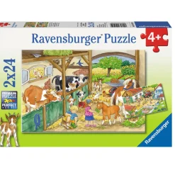 Puzzle 2 x 24 pièces : Une journée à la ferme - Ravensburger