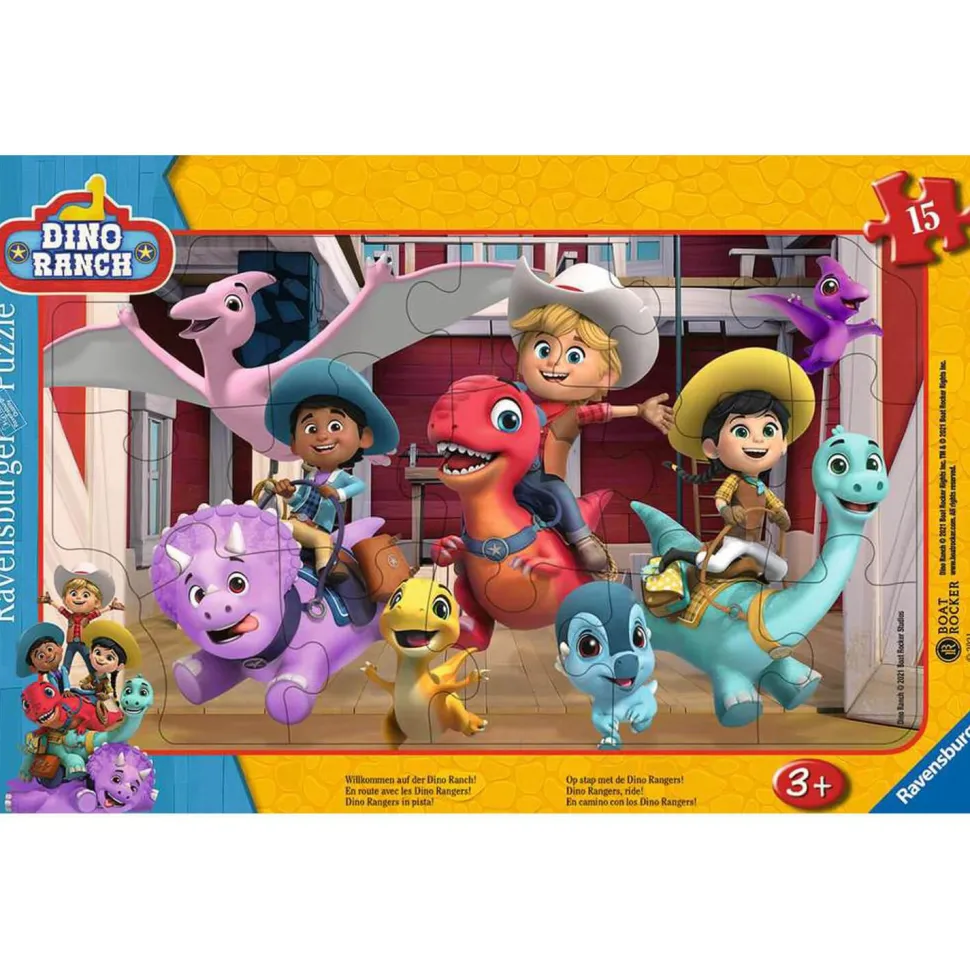 Puzzle cadre 15 pièces : Dino Ranch : En route avec les Dino Rangers ! - Ravensburger