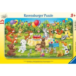 Puzzle Cadre 15 pièces : La fête d'anniversaire des animaux - Ravensburger