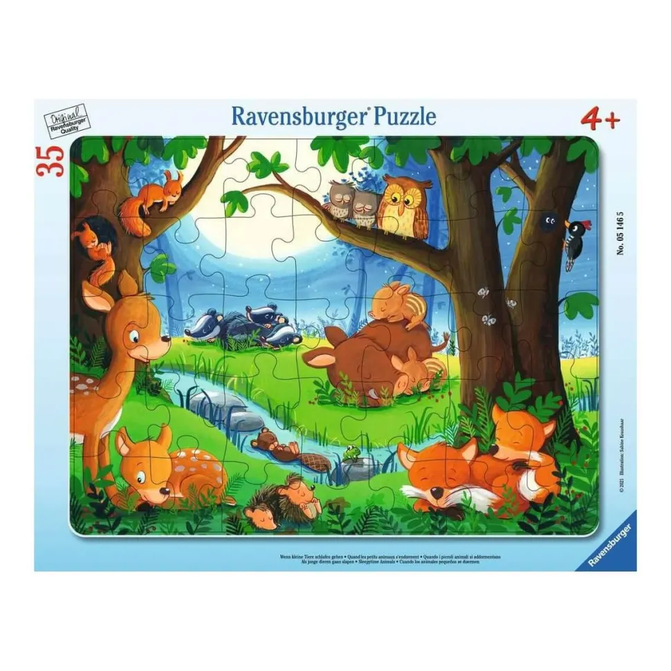Puzzle cadre 35 pièces : les petits animaux s'endorment - Ravensburger