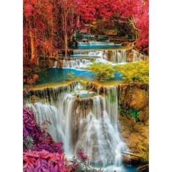 Puzzle Compact 1000 pièces : Chutes d'eau colorées de Thaïlande - Clementoni