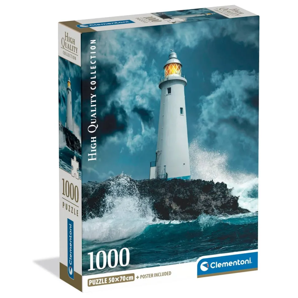 Puzzle Compact 1000 pièces : Phare dans la tempête - Clementoni