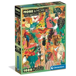 Puzzle Compact 1000 pièces : Plus c'est plus : Animaux et Botanique - Clementoni