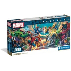 Puzzle Compact 1000 pièces Panorama : Marvel, Héros vs Méchants - Clementoni