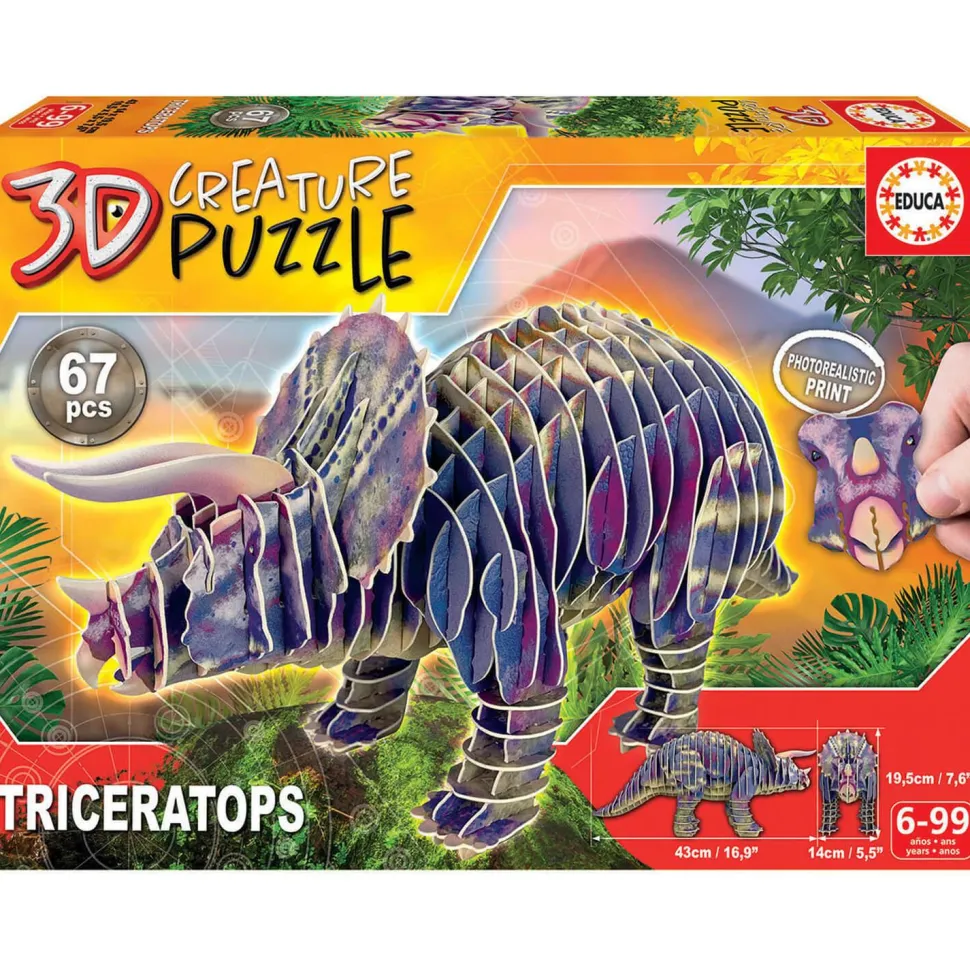 Puzzle Creature 3D 67 pièces : Triceratops - Educa