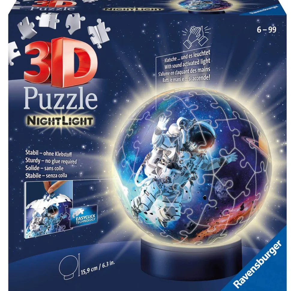Puzzle 3D rond lumineux 72 pièces : astronaute - Ravensburger
