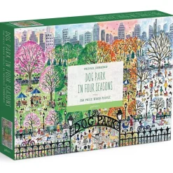 Puzzle en bois 250 pièces : Les 4 saisons du parc aux chiens, Michael Storrings - Galison