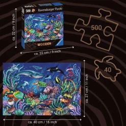 Puzzle en bois 500 pièces : Monde marin coloré - Ravensburger