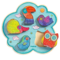 Puzzle encastrement 5 pièces en bois : Toucanco - Djeco
