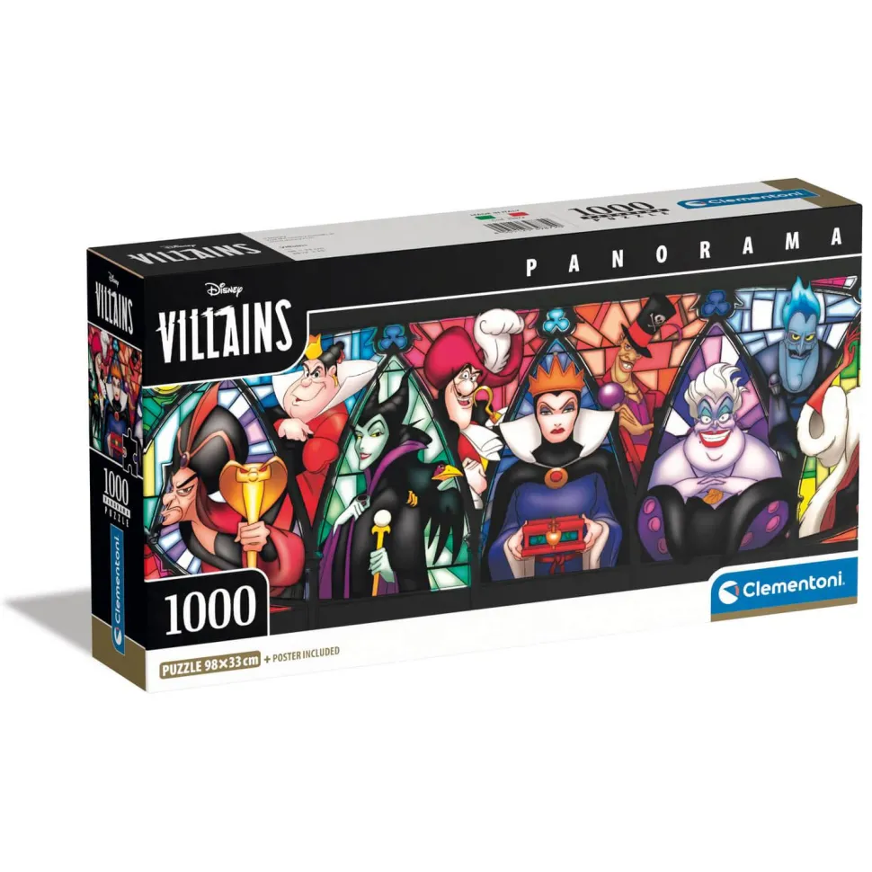 Puzzle panoramique 1000 pièces : Les Méchants Disney - Clementoni