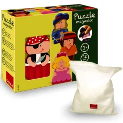 Puzzle personnages magnétiques : 12 pièces en bois - Goula