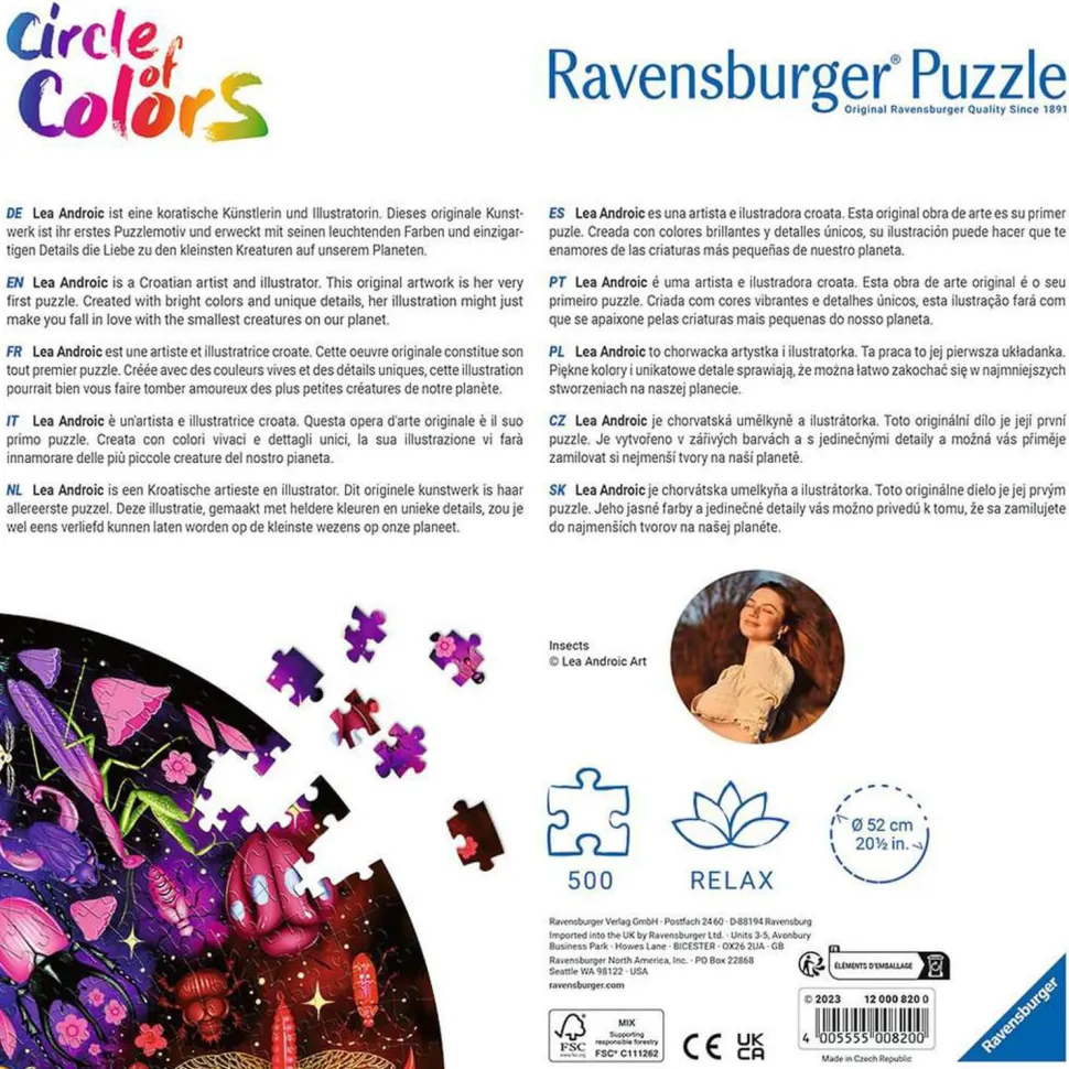 Puzzle rond 500 pièces : Insectes (Circle of Colors) - Ravensburger