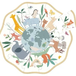 Puzzle rond en bois 24 pièces : Autour du monde - Sarah Betz - Vilac