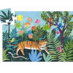 Puzzle Silhouette 24 pièces : La balade du tigre - Djeco