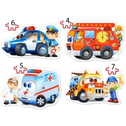 Puzzle évolutif 4 à 7 pièces : Services de sauvetage - Castorland