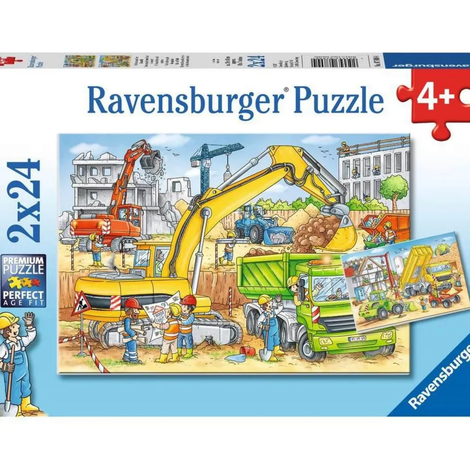 Puzzles 2 x 24 pièces : Beaucoup de travail sur le chantier - Ravensburger