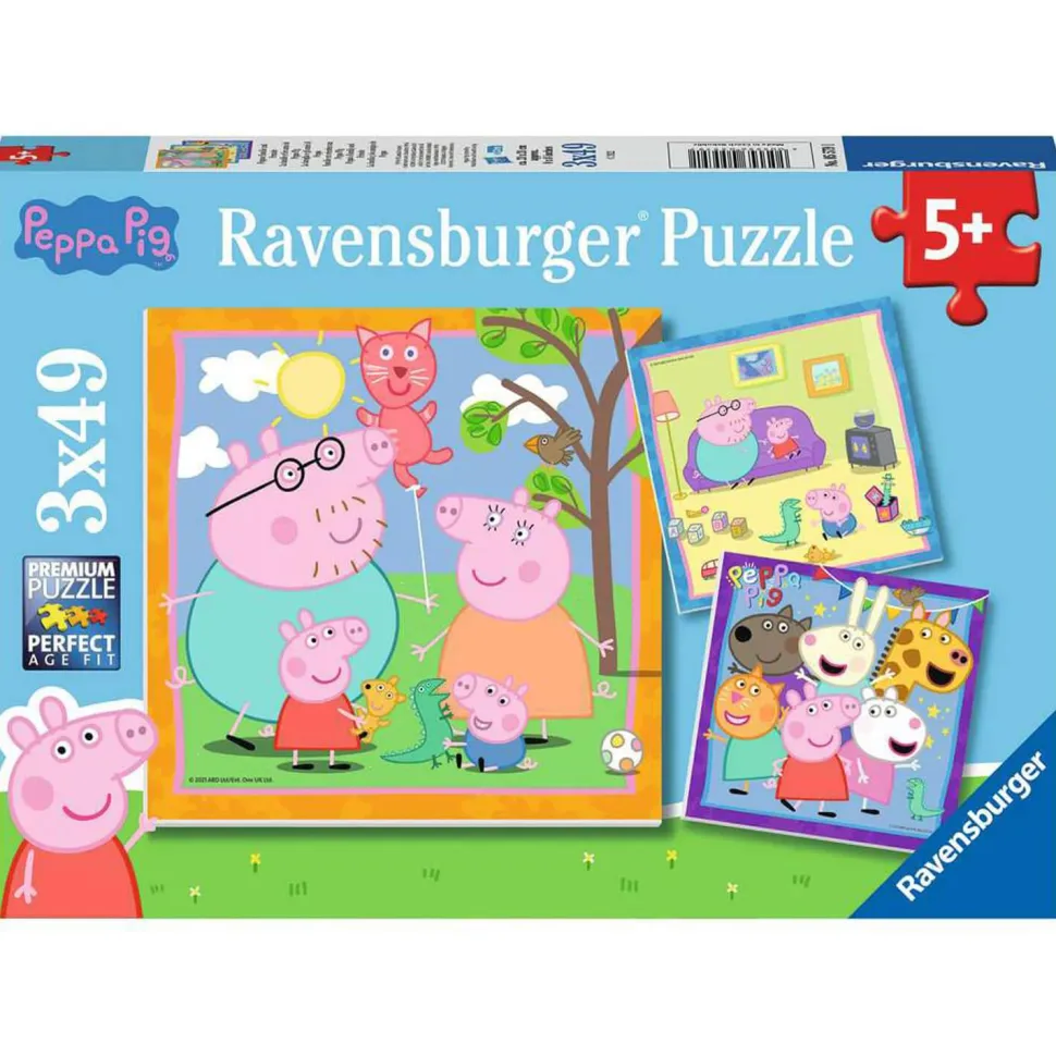 Puzzles 3 x 49 pièces : La famille et les amis de Peppa Pig - Ravensburger